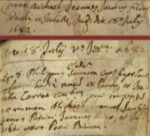 Michele's baptism record seen here is made up of two images. The top is index image PA195721 and the bottom is register image 310. They both are in the Sciacca Register titled 'Baptism Matrix 1528-1902; Baptisms 7, 1660-1684; 1682-1684' on the Agrigento Archives website.
