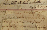 Antonino's baptism record seen here is made up of two images. The top is index image 18 and the bottom is register image 203, which can be found in the Sciacca Register titled 'Baptism Matrix 1528-1902; Baptisms 3, 1572-1589; 1577-1579' on the Agrigento Archives website.