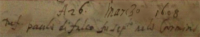 Paolo's possible burial record seen here is made up of two sections of register image 005 from the Sciacca Register titled 'Matrix Deceased 1606-1906; Deceased 1, 1606-1637; St. Vito' on the Agrigento Archives website.