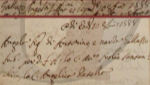 Angela's baptism record seen here is made up of two images. The top is index image P8222575 and the bottom is register image 034, which can be found in the Sciacca Register titled 'St Michele Baptism 1586-1903; Volume 01, 1586-1618; 1586-1594' on the Agrigento Archives website.