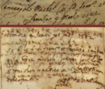 Michele's baptism record seen here made is up of two images. The top is index image 33 and the bottom is register image 319, which is from the Sciacca Register titled 'Baptisms Matrix 1528-1902; Baptisms 3, 1572-1589; 1580-1582' on the Agrigento Archives website.